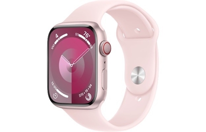 Attēls no Watch Series 9 GPS + Cellular, 45mm Koperta z aluminium w kolorze różowym z paskiem sportowy w kolorze jasnoróżowym - M/L
