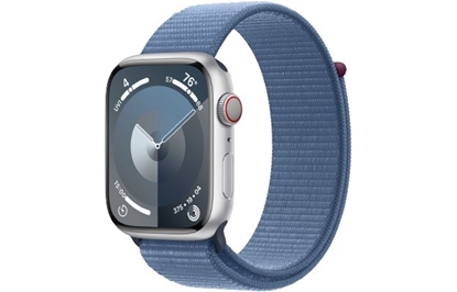 Изображение Watch Series 9 GPS + Cellular, 45mm Koperta z aluminium w kolorze srebrnym z opaską sportową w kolorze zimowego błękitu