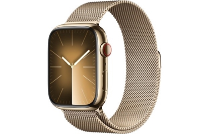 Изображение Watch Series 9 GPS + Cellular, 45mm Koperta ze stali nierdzewnej w kolorze złotym z bransoletą mediolańską w kolorze złotym