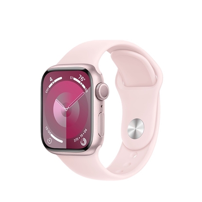 Изображение Watch Series 9 GPS, 41mm Koperta z aluminium w kolorze różowym z paskiem sportowy w kolorze jasnoróżowym - M/L