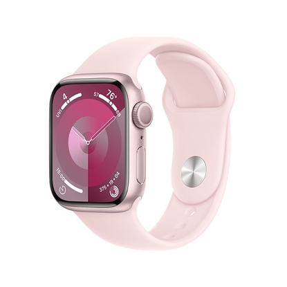 Attēls no Watch Series 9 GPS, 45mm Koperta z aluminium w kolorze różowym z paskiem sportowy w kolorze jasnoróżowym - M/L