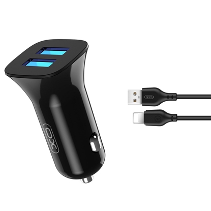 Picture of XO TZ10 Car Charger 2x USB 2,4A + Lightning Cable