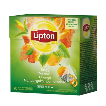 Изображение Zaļā tēja LIPTON, Mandarine – Orange, 20 piramīdas maisiņi paciņā