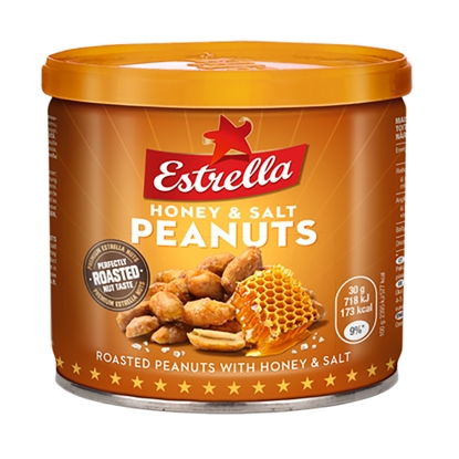 Picture of Zemesrieksti sālīti ar medu ESTRELLA, metālā bundžā, 140 g