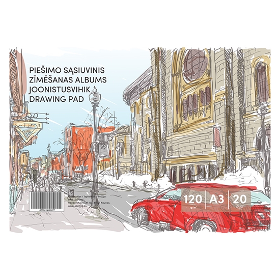 Picture of Zīmēšanas albums, 20 loksnes, A3, 120 gsm, vāks 130 gsm