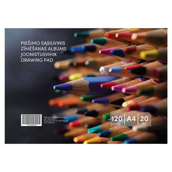 Picture of Zīmēšanas albums, 20 loksnes, A4, 120 gsm, vāks 130 gsm