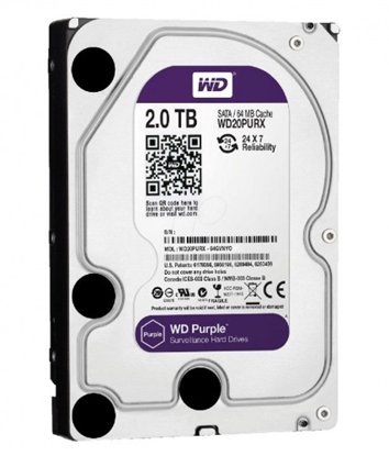 Picture of 2.0TB Atmiņas HDD, SATA disks, Purple series, Videonovērošanas iekārtām
