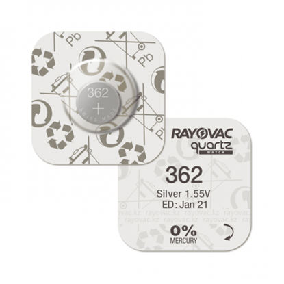 Attēls no 362 baterijas 1.55V Rayovac sudraba-oksīda SR721SW 361 iepakojumā 1 gb.