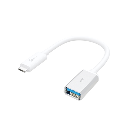 Изображение Adapter j5create USB-C 3.1 to Type-A Adapter (USB-C m - USB3.1 f 10cm; colour white) JUCX05-N