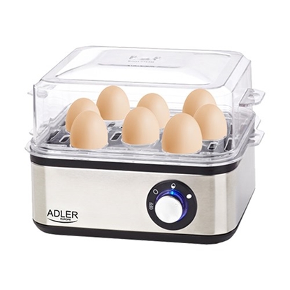 Attēls no Adler AD 4486 egg cooker 8 egg(s) 800 W Black,Satin steel,Transparent