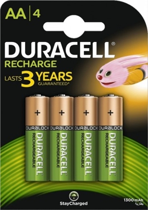 Изображение AKAA.D4; R6/AA akumulatori 1.2V Duracell Recharge sērija Ni-MH HR6 1300 mAh iepakojumā 4 gb.
