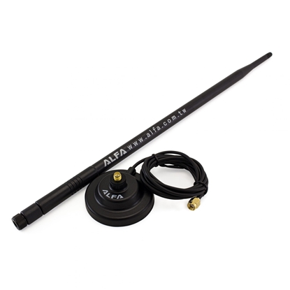 Picture of Alfa 2.4GHz Dipole Antenna 9dBi Magnet Base RP-SMA Male
