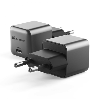 Attēls no Alogic Rapid Power 30W USB-C PD Fast GaN Charger mini Gray