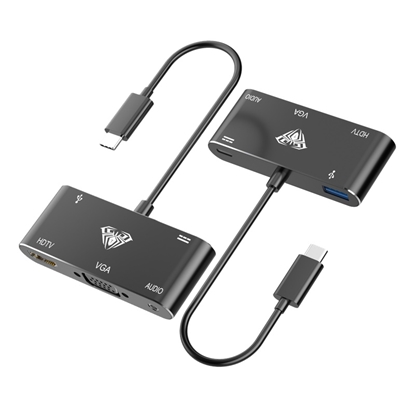 Attēls no Aula OT-9573S 5in1 Hub adapteris USB-C uz Hdmi 4K 30Hz / VGA monitor / USB 3.0 / Audio 3.5mm / PD uzlāde