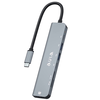 Attēls no Aula UC-902 7in1 Hub adapteris USB-C uz Hdmi 4K 60Hz / SD / PD uzlāde / USB-C / Micro SD / 2x USB