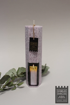 Picture of Baltic Candles "Lace Candle" Kristālstearīna cilindrs / degšanas laiks 38h (50x200mm) Orange