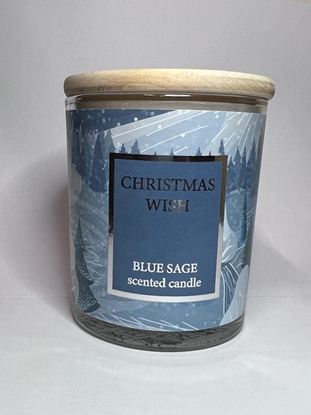 Изображение Baltic Candles Blue Sage Aromatizēta svece stikla glāzē ar vāciņu / sveces degšanas laiks 33h