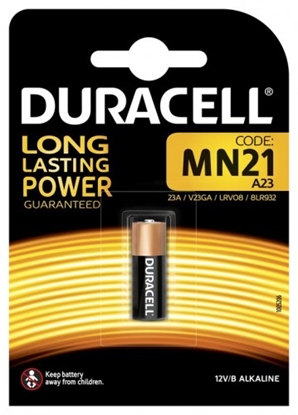 Attēls no BAT23.D1; 23A baterijas 12V Duracell Alkaline MN21 iepakojumā 1 gb.