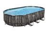 Picture of Bestway Bestway Power Steel Frame Pool Set, 610 cm x 366 cm x 122 cm, swimming pool (dark brown/blue, wood decor, with filter pump)