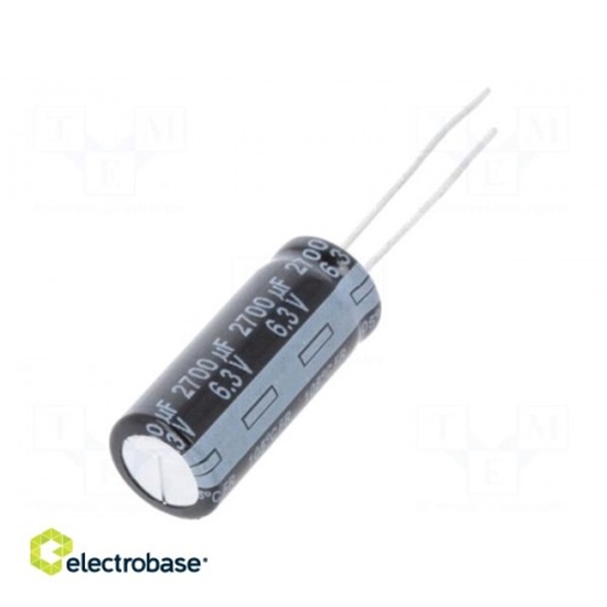 Изображение Capacitor: electrolytic; low impedance; THT; 2200uF; 10VDC; ±20%