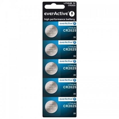 Attēls no CR2025 baterijas 3V everActive litija - iepakojumā 5 gb.