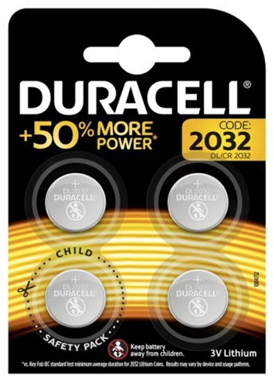 Picture of CR2032 baterijas 3V Duracell litija DL2032 iepakojumā 4 gb.