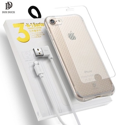 Picture of Dux Ducis 3 in 1 Set / Ultra Back Case 0.3 mm / Tempered Glass 9H / Micro USB Data Cable 90 cm White / For Samsung J330 Galaxy J3 (2017)