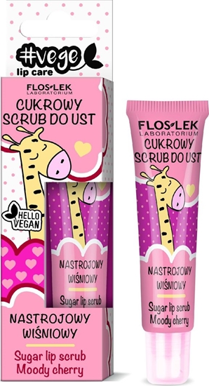 Изображение Floslek Lip Care Vege Sugar Lip Scrub Mood Cherry 14g  lūpu skrubis