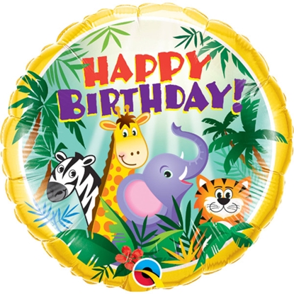 Изображение Folat Folija gaisa balons "Happy Birthday Jungle" 45cm