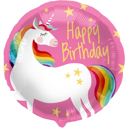 Изображение Folat Folija gaisa balons "Happy Birthday Unicorn" 45cm