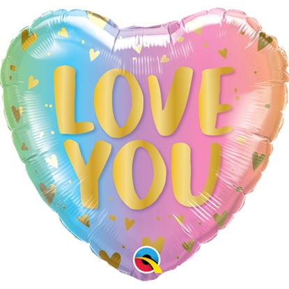 Attēls no Folat Folija gaisa balons Heart shaped "Love You" 45cm Ombre