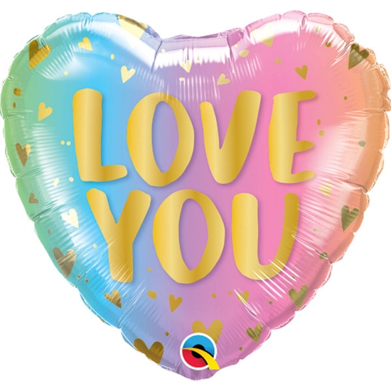 Picture of Folat Folija gaisa balons Heart shaped "Love You" 45cm Ombre