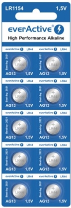 Изображение G13 baterijas 1.5V everActive Alkaline LR1154/LR44 iepakojumā 10 gb.