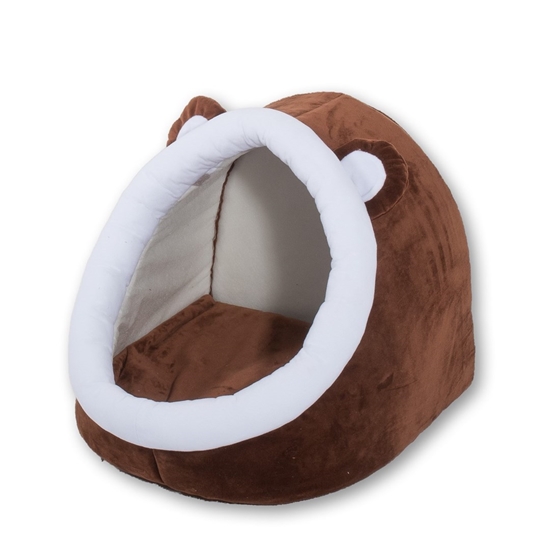 Picture of GO GIFT cat bed - brown-white - 40x45x34 cm