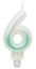 Picture of GoDan Tortes svece - Gaisa Balons Skaitlis 6 (7cm) White/Green Ombre