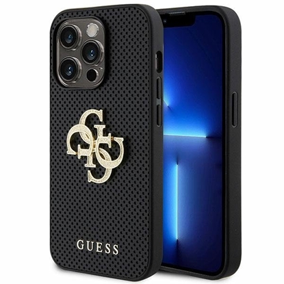 Picture of Guess Leather Perforated 4G Glitter Logo Back Case for Apple iPhone 15 Pro