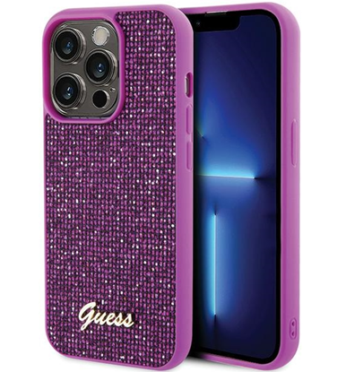 Picture of Guess PU Disco Script Metal Case for Apple iPhone 15 Pro