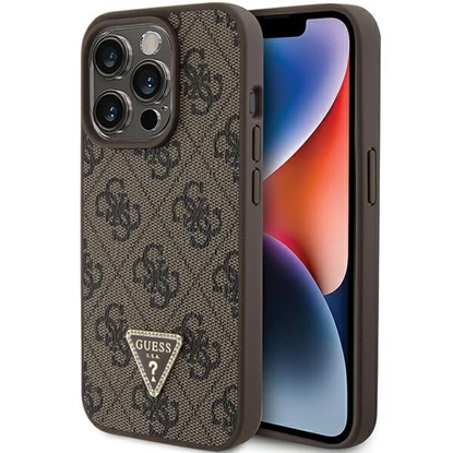 Picture of Guess PU Leather 4G Triangle Strass Case for iPhone 15 Pro