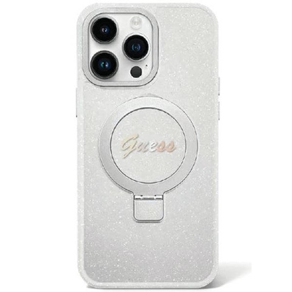 Attēls no Guess Ring Stand Script Glitter MagSafe Back Case for Apple iPhone 15 Plus