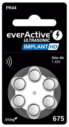 Picture of Izmērs 675, Dzirdes Aparāta Baterija Implant HD, 1.45V everActive Zn-Air PR44 iepakojumā 6 gb.