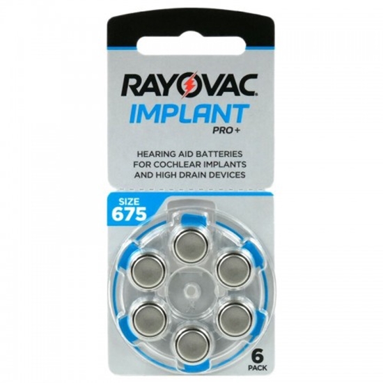 Изображение Izmērs 675, Dzirdes Aparāta Baterija, 1.45V Rayovac Implant Pro Zn-Air PR44 iepakojumā 6 gb.
