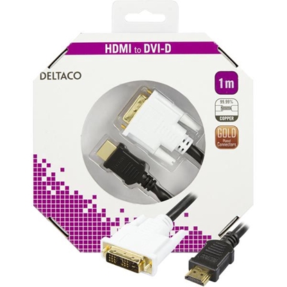 Изображение Kabelis DELTACO HDMI - DVI, juodas, 1.0m / HDMI-110-K