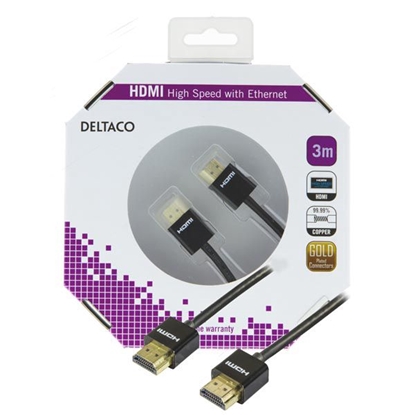 Picture of Kabelis DELTACO HDMI-HDMI, 3.0m, juodas / HDMI-1093-K
