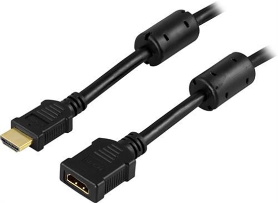Изображение Kabelis DELTACO HDMI-M - HDMI-F, juodas, 2m / HDMI-122
