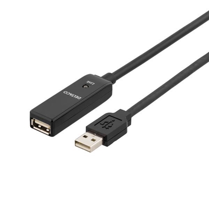 Attēls no Kabelis DELTACO USB 2.0 ilgintuvas, 10.0m, aktyvus, juodas / USB2-EX10M