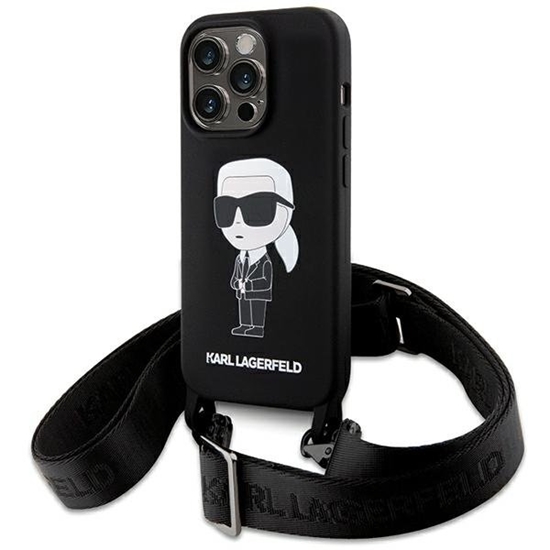 Picture of Karl Lagerfeld Crossbody Silicone Ikonik Back Case for Apple iPhone 15 Pro Max