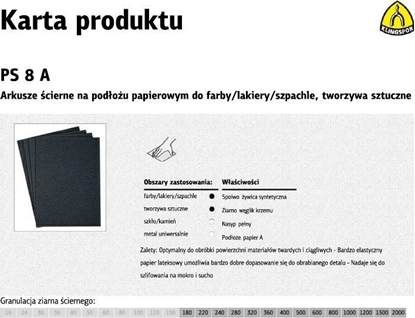 Picture of Klingspor PAPIER CIERNY WODO.PS8A ARK.230*280 GR.360(45025) OP.50SZT
