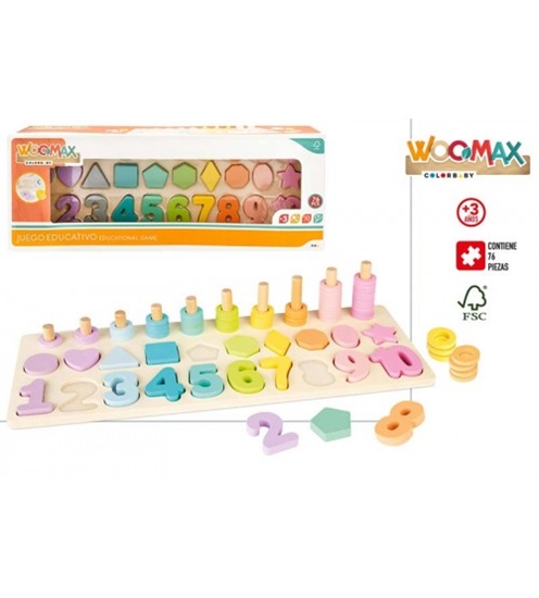 Picture of Koka attīstošā spēle Mācies skaitīt, krāsas un ģeometriskas formas 3+ CB49368