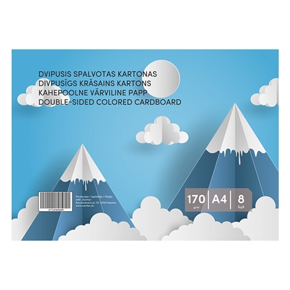 Picture of Krāsains kartons, divpusējs, A4, 8 lapas, dažādas krāsas