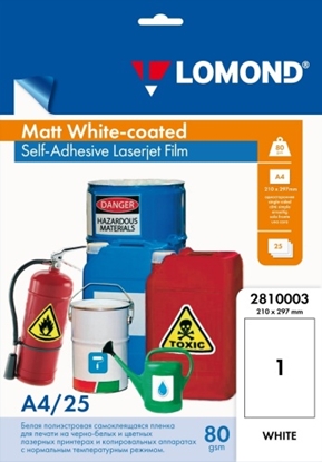 Picture of Lomond PET Laserjet Film Self Adhesive White-coated Matte A4, 25 sheets